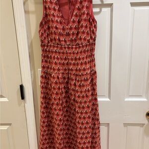 J. Crew Coral/Red Floral Midi Dress size small